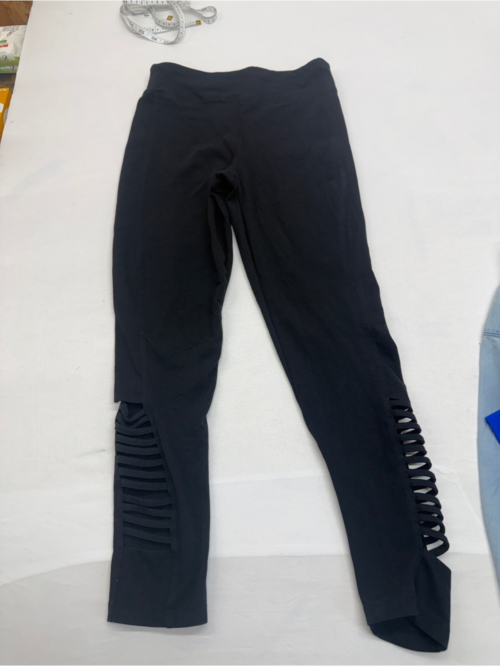French Laundry Black Leggings with Side Cutout Detail